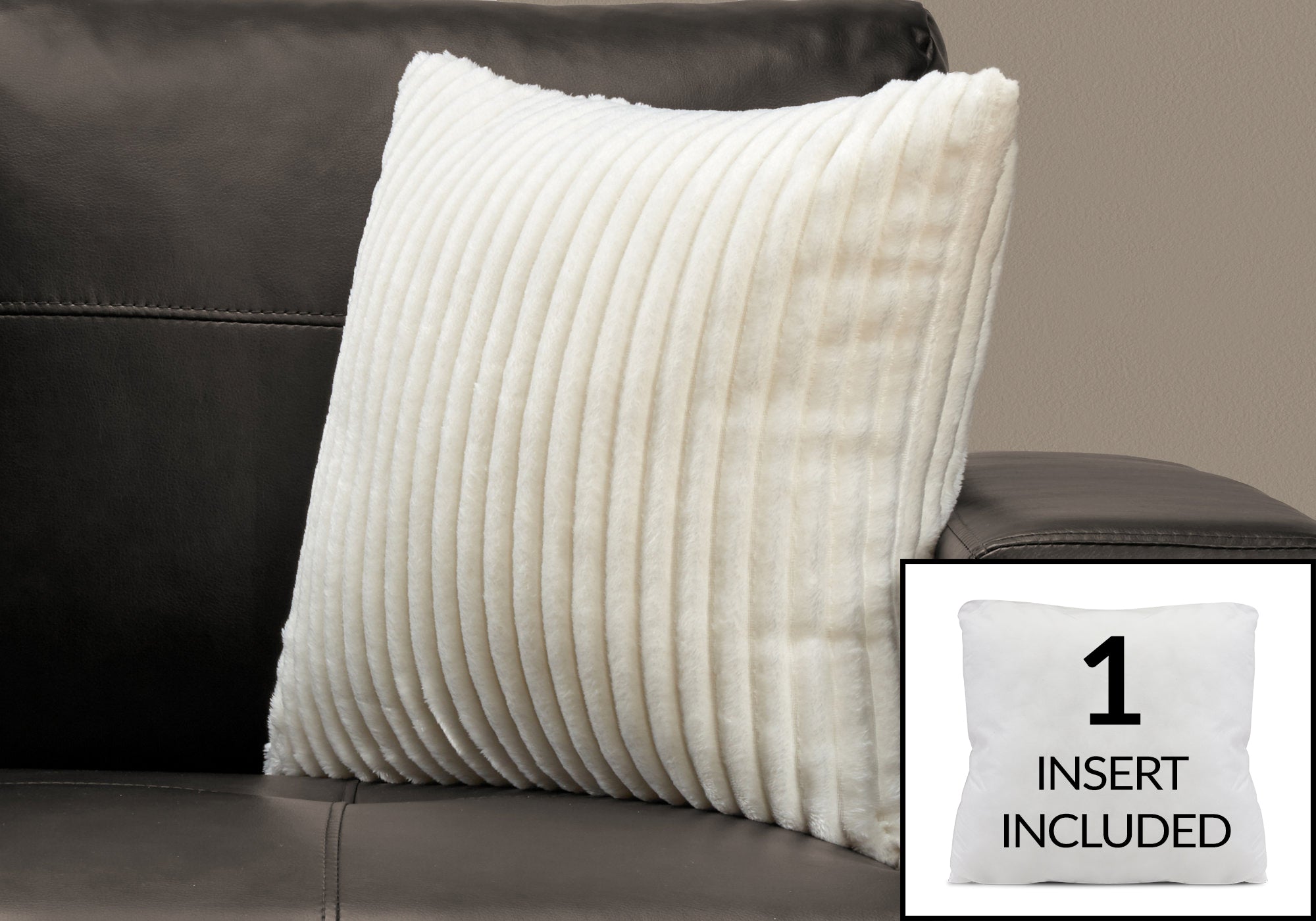 COUSSIN - 18"X 18" / STYLE CÔTELÉ ULTRA DOUX IVOIRE / 1PC