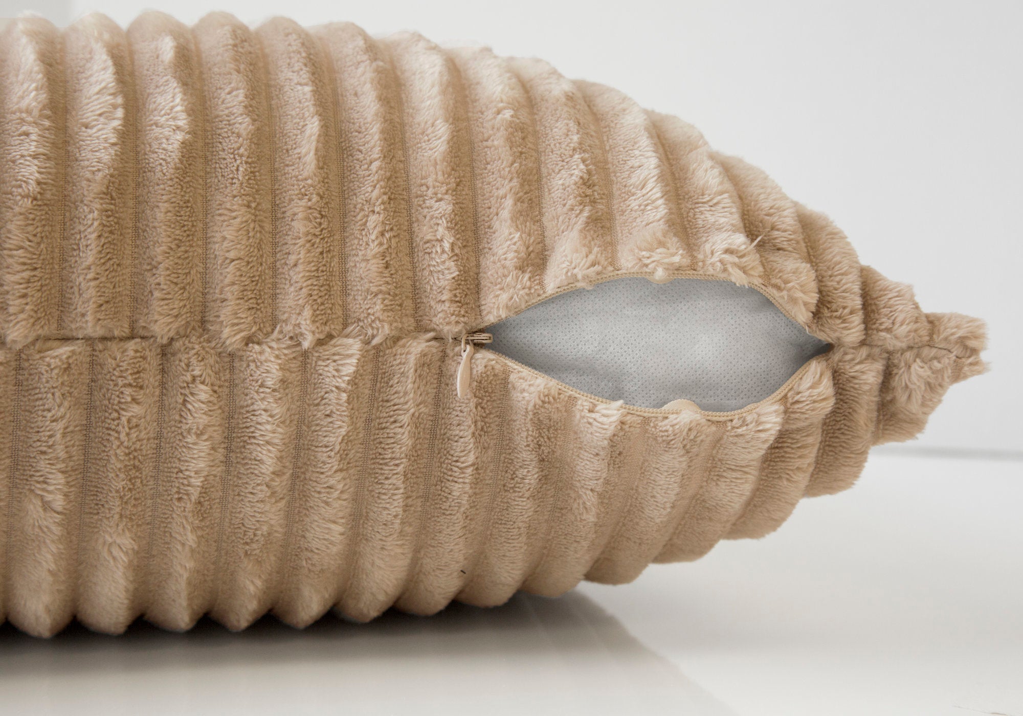 COUSSIN - 18"X 18" / STYLE BEIGE CÔTELÉ ULTRA DOUX / 2PCS