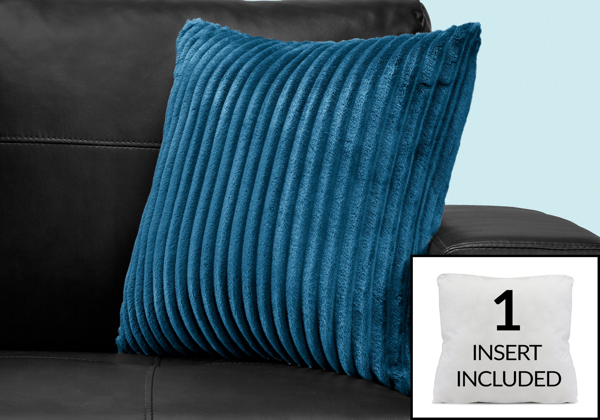 COUSSIN - 18"X 18" / STYLE CÔTELÉ ULTRA DOUX BLEU / 1PC