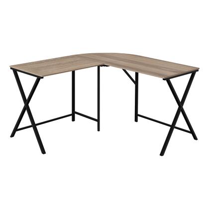 BUREAU D'ORDINATEUR - 55"L / DESSUS TAUPE FONCE / COIN METAL NOIR