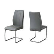 CHAISE DE SALLE A MANGER - 2PCS / 39"H / SIMILI-CUIR GRIS / CHROME