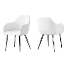 CHAISE DE SALLE A MANGER - 2PCS / 33"H / SIMILI-CUIR BLANC / CHROME