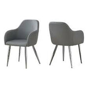 CHAISE DE SALLE A MANGER - 2PCS / 33"H / SIMILI-CUIR GRIS / CHROME