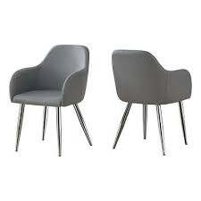 CHAISE DE SALLE A MANGER - 2PCS / 33"H / SIMILI-CUIR GRIS / CHROME