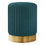 POUF - VELOURS TURQUOISE / SOCLE MÉTAL DORÉ