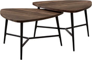 ENSEMBLE DE TABLE - ENSEMBLE DE 2PCS / BOIS DE RÉCUPÉRATION MARRON / MÉTAL NOIR