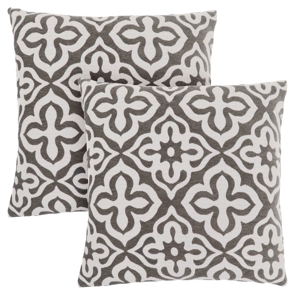 COUSSIN - 18"X 18" / MOTIF TAUPE FONCÉ / 2PCS