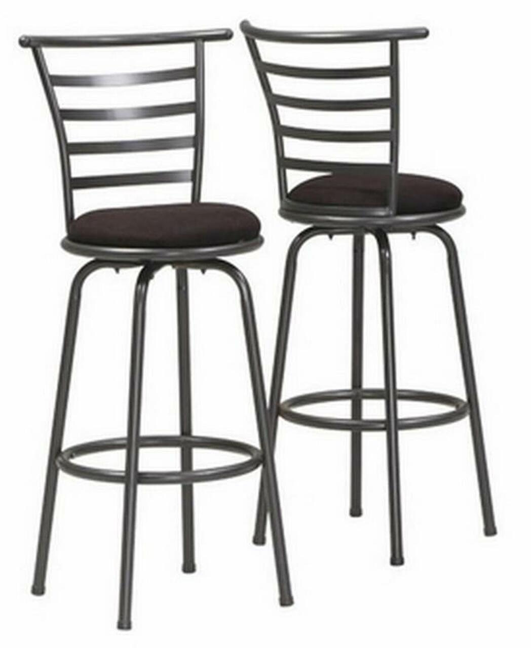 TABOURET DE BAR - 2PCS / 43"H / PIVOTANT / METAL GRIS ARGENT