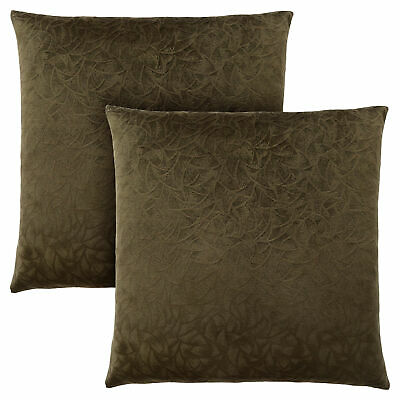 COUSSIN - 18"X 18" / VELOURS FLEURI VERT FONCE / 2PCS