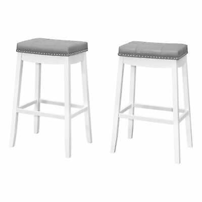 TABOURET DE BAR - 2PCS / 29"H / SIMILI-CUIR GRIS / BLANC