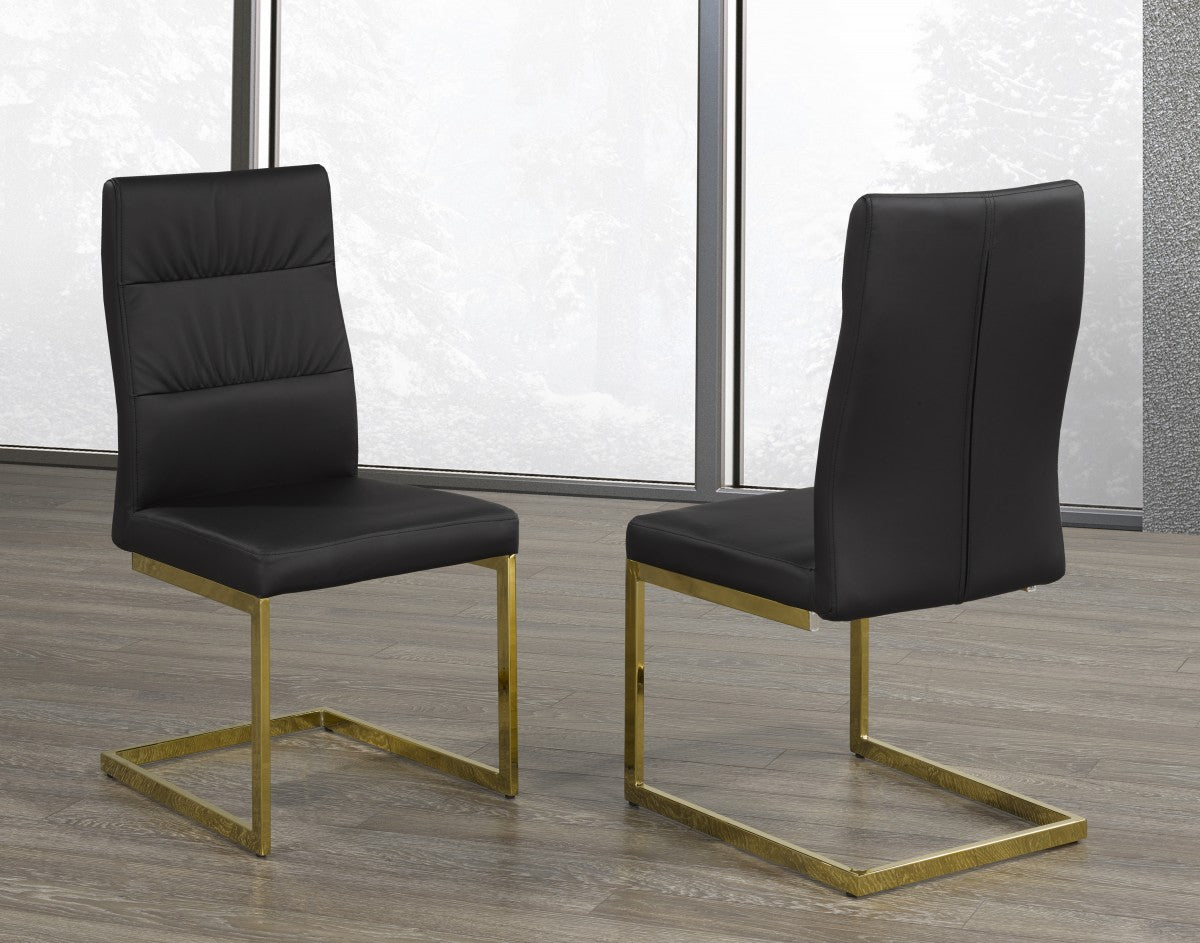 CHAISE DE SALLE À MANGER, JEU DE 2 - NOIR/OR ( Meuble Mtl )