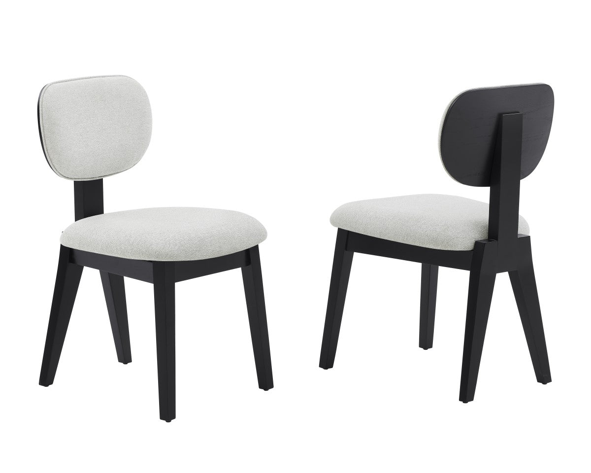 Chaises Terra en bois d'hévéa noir | Ensemble de 2 et tissu doux