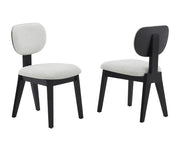 Chaises Terra en bois d'hévéa noir | Ensemble de 2 et tissu doux