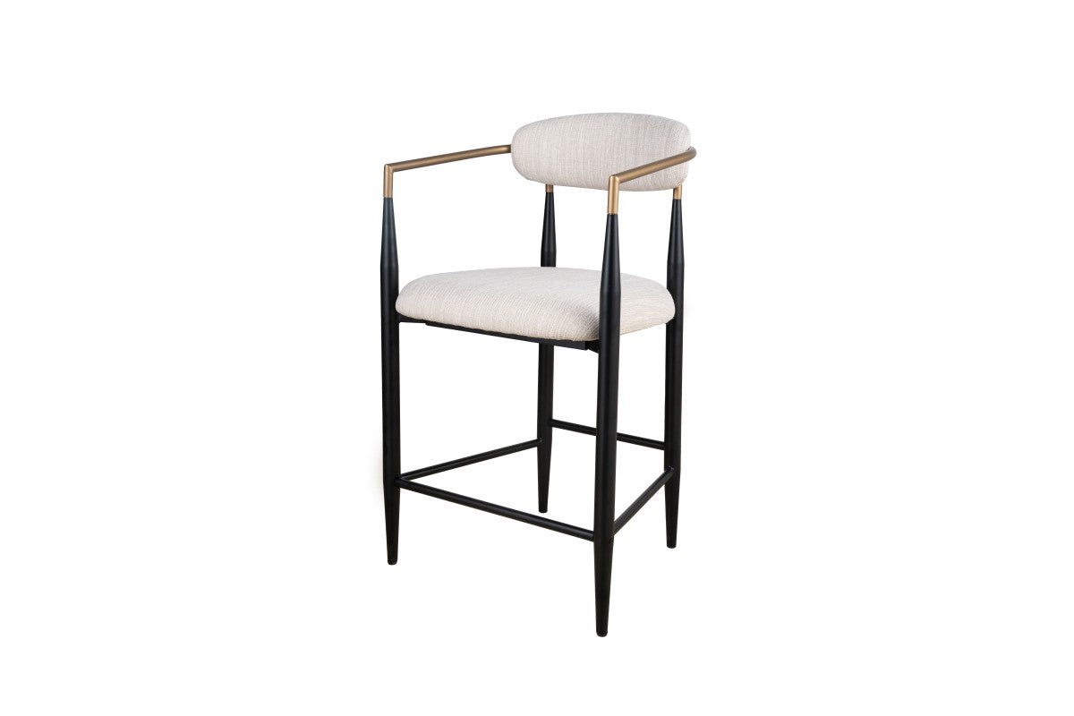 Set de 2 Tabourets de Comptoir Mykos - Tissu Beige