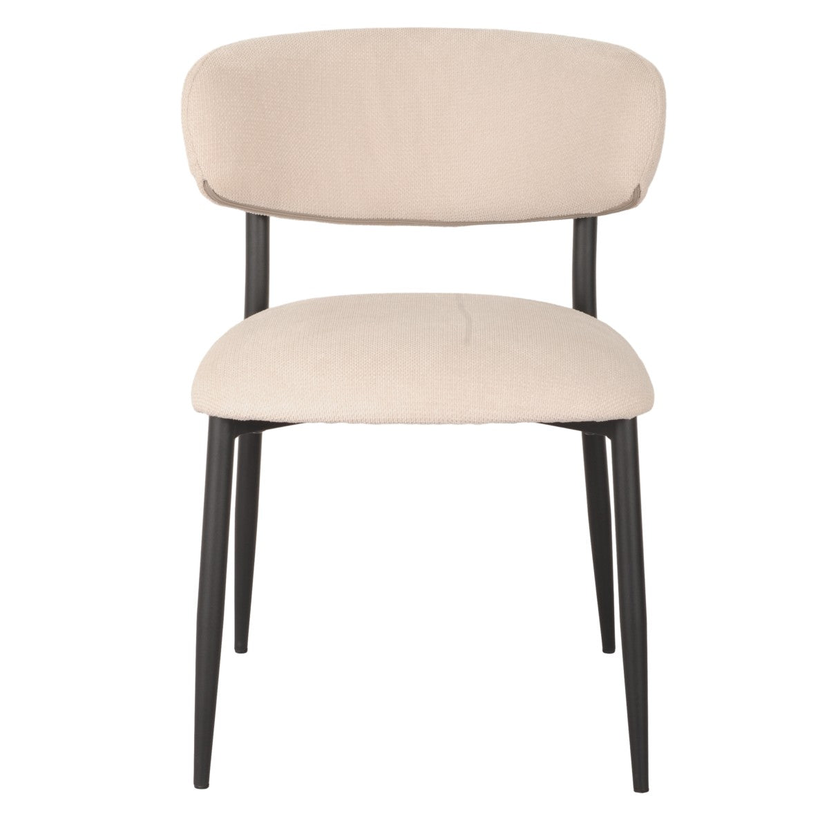 Chaises Gianna en tissu beige | Dossier incurvé et pattes noires