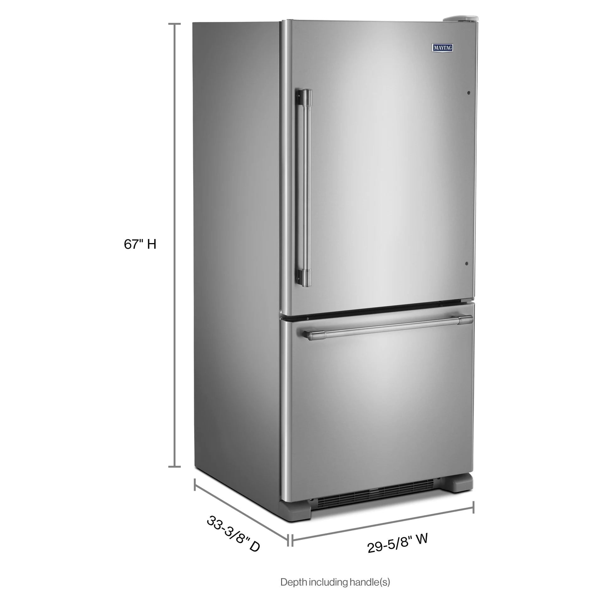 Réfrigérateur Maytag 18,7 pi³ Congélateur Bas Inox 30 po