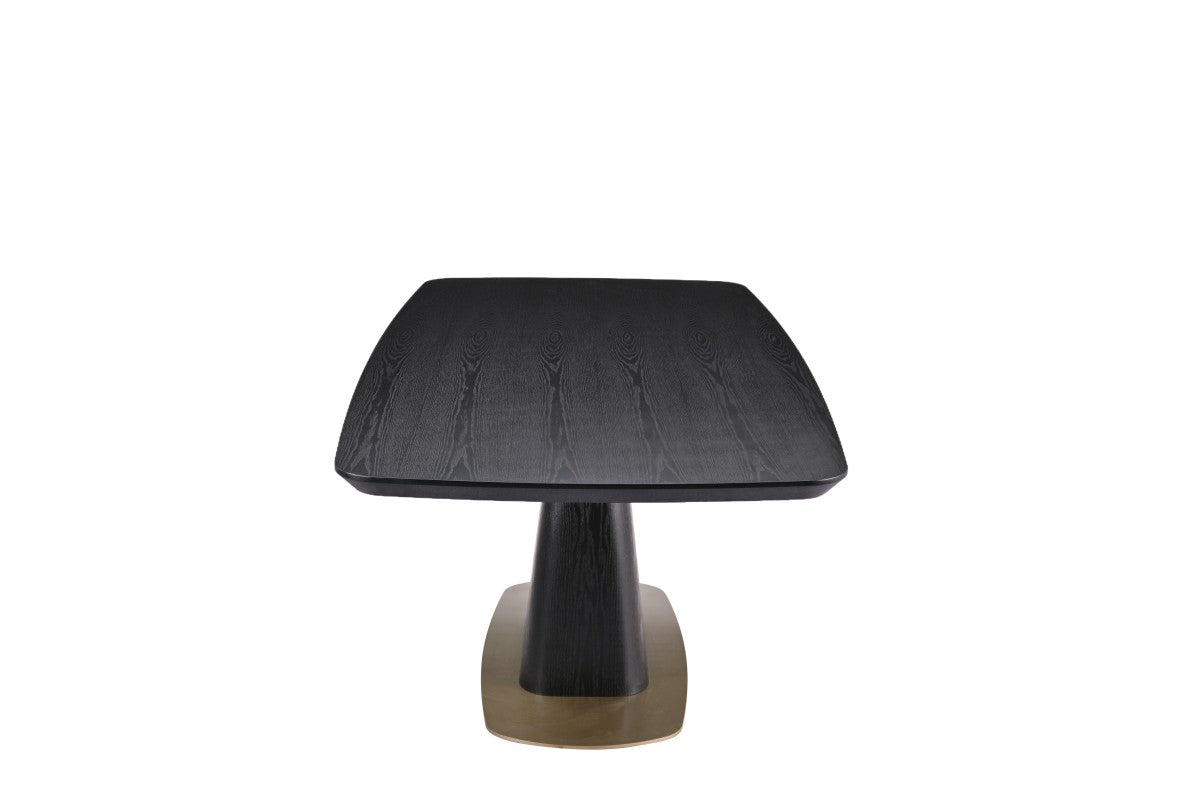 Table Ryaan en frêne noir mat avec accents dorés