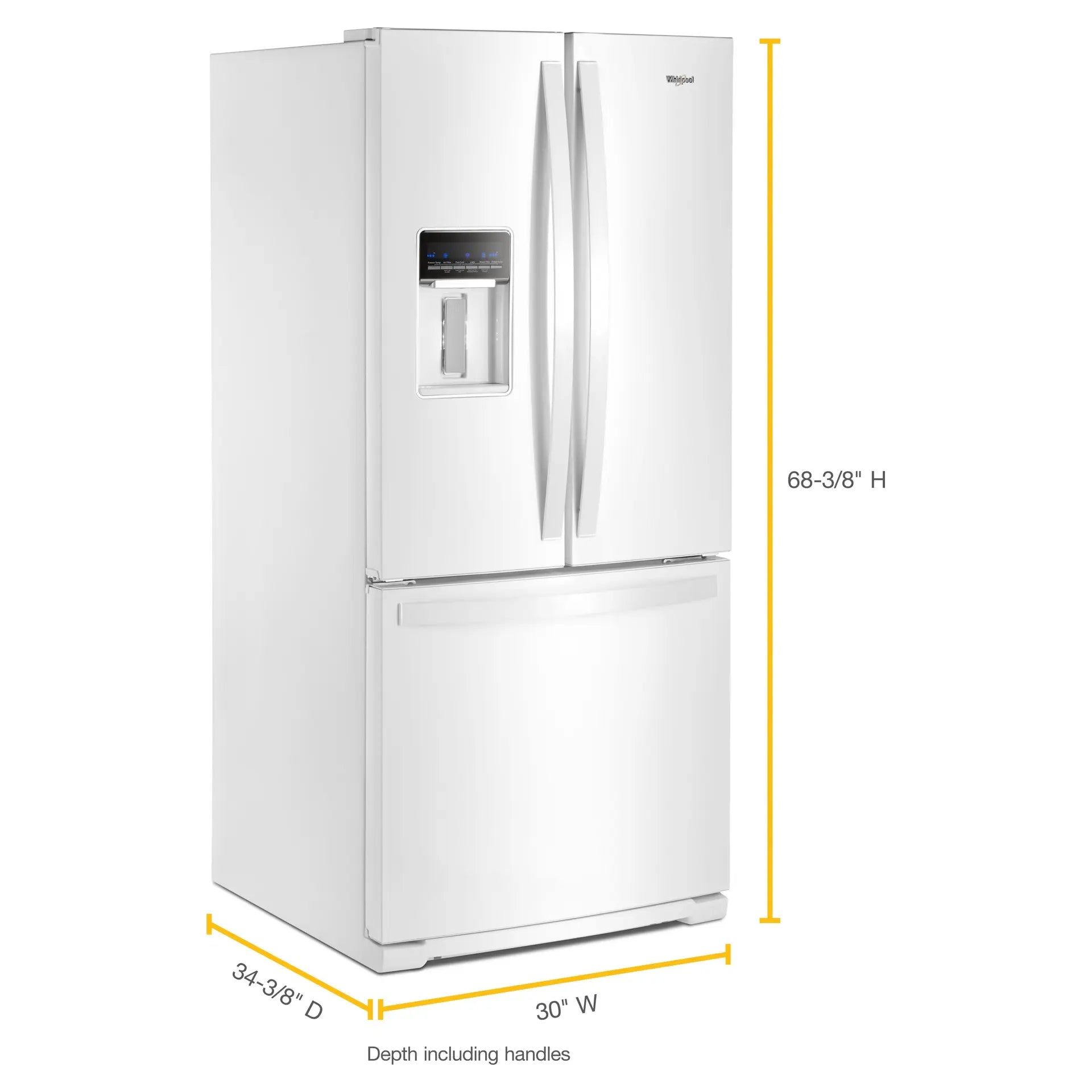 Réfrigérateur Whirlpool 20 pi³ Portes Françaises 30" Blanc