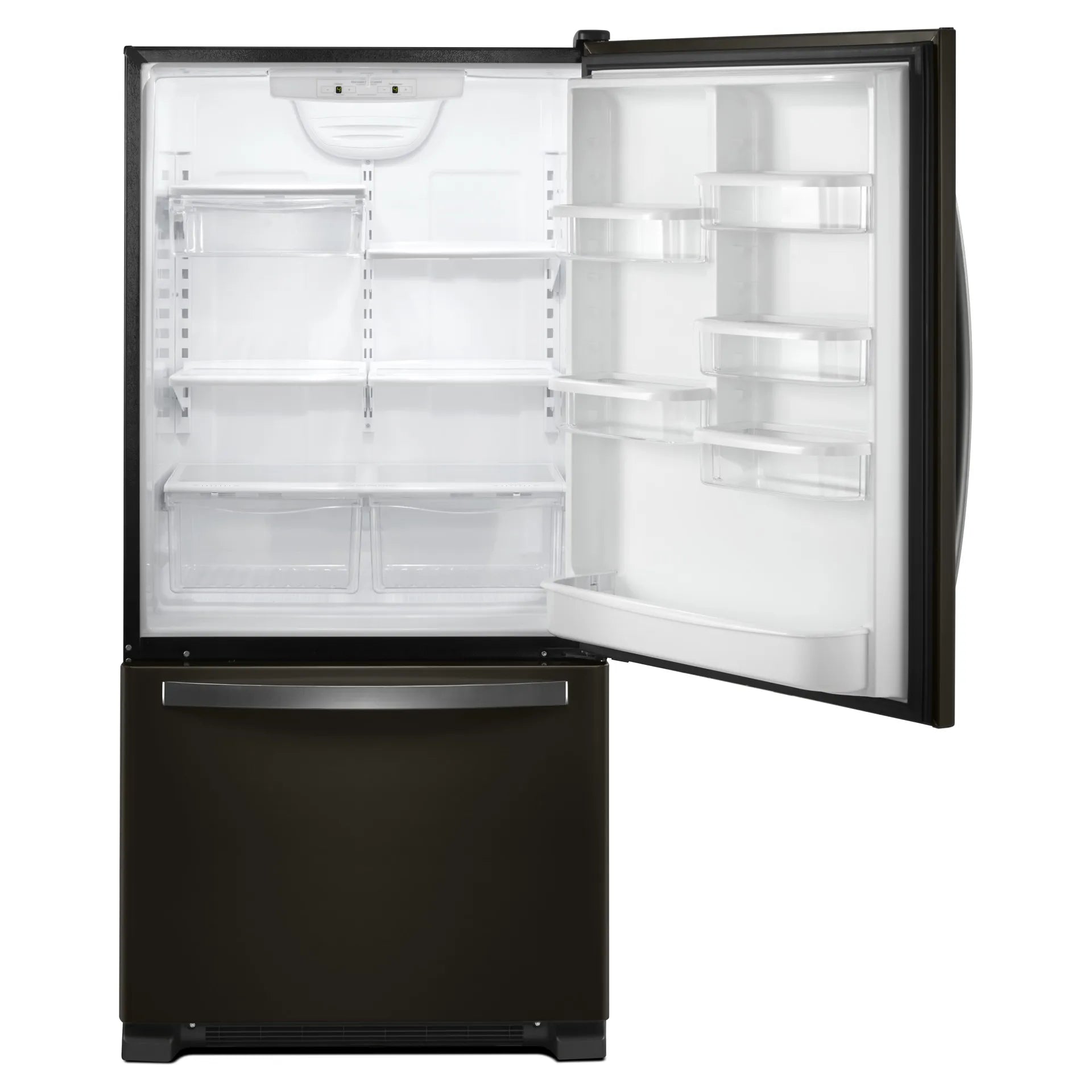 Réfrigérateur Whirlpool 22 pi³ Congélateur Bas 33" Acier Inoxydable Noir