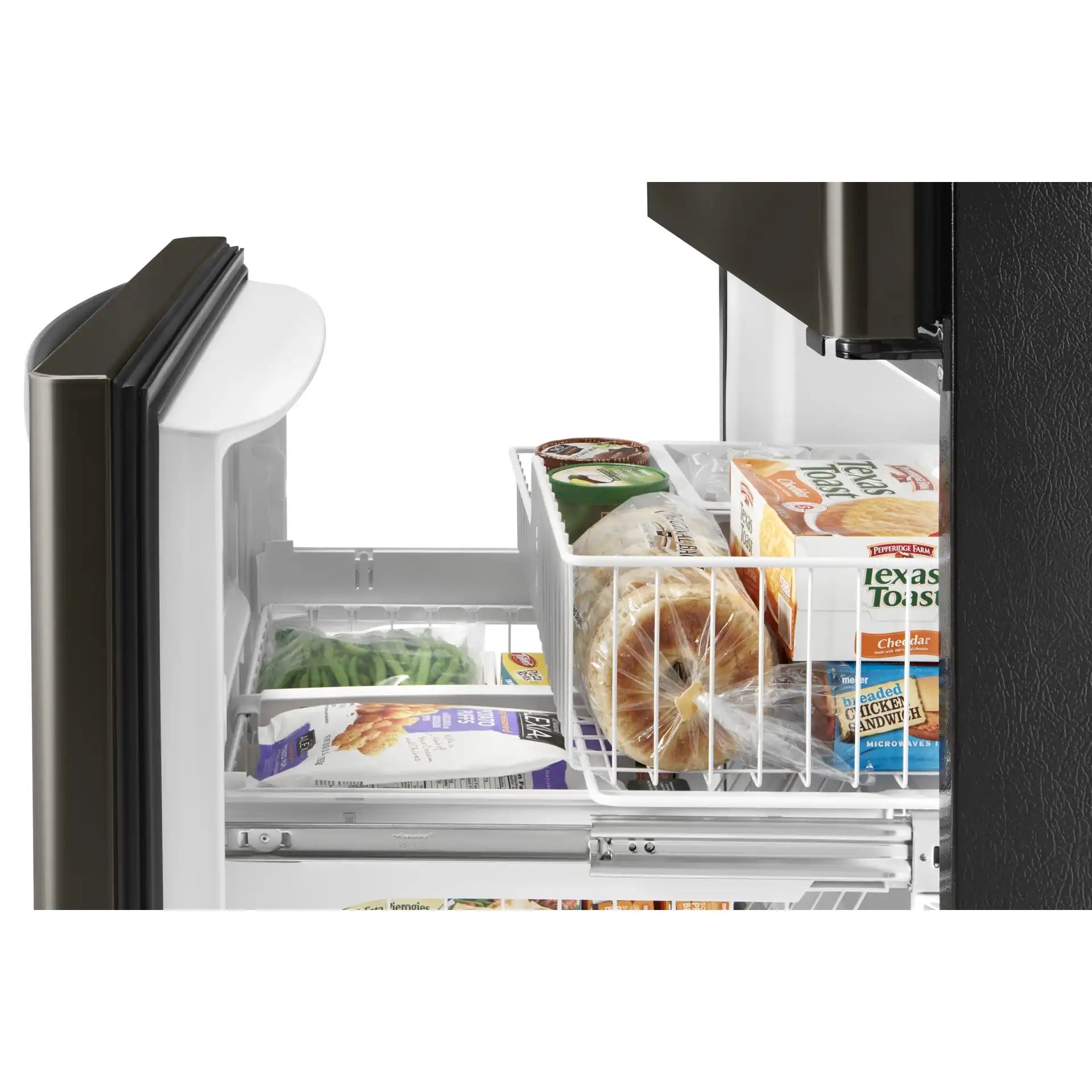Réfrigérateur Whirlpool 22 pi³ Congélateur Bas 33" Acier Inoxydable Noir