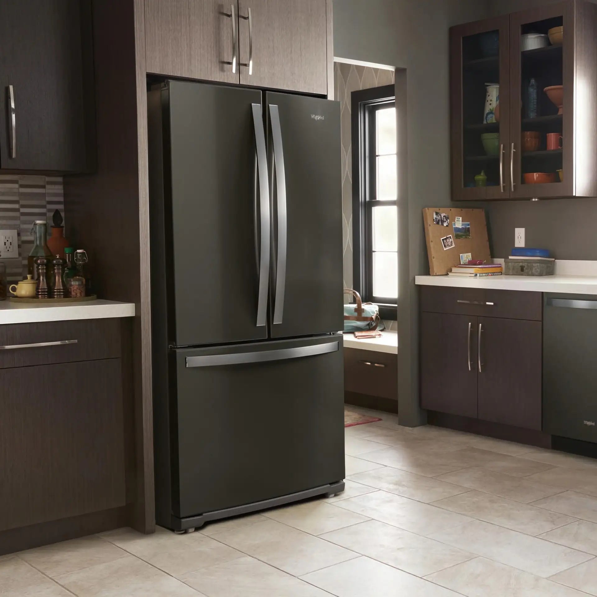 Réfrigérateur Whirlpool 30" 19,7 pi³ Portes Françaises Inox Noir Résistant WRF560SMHV