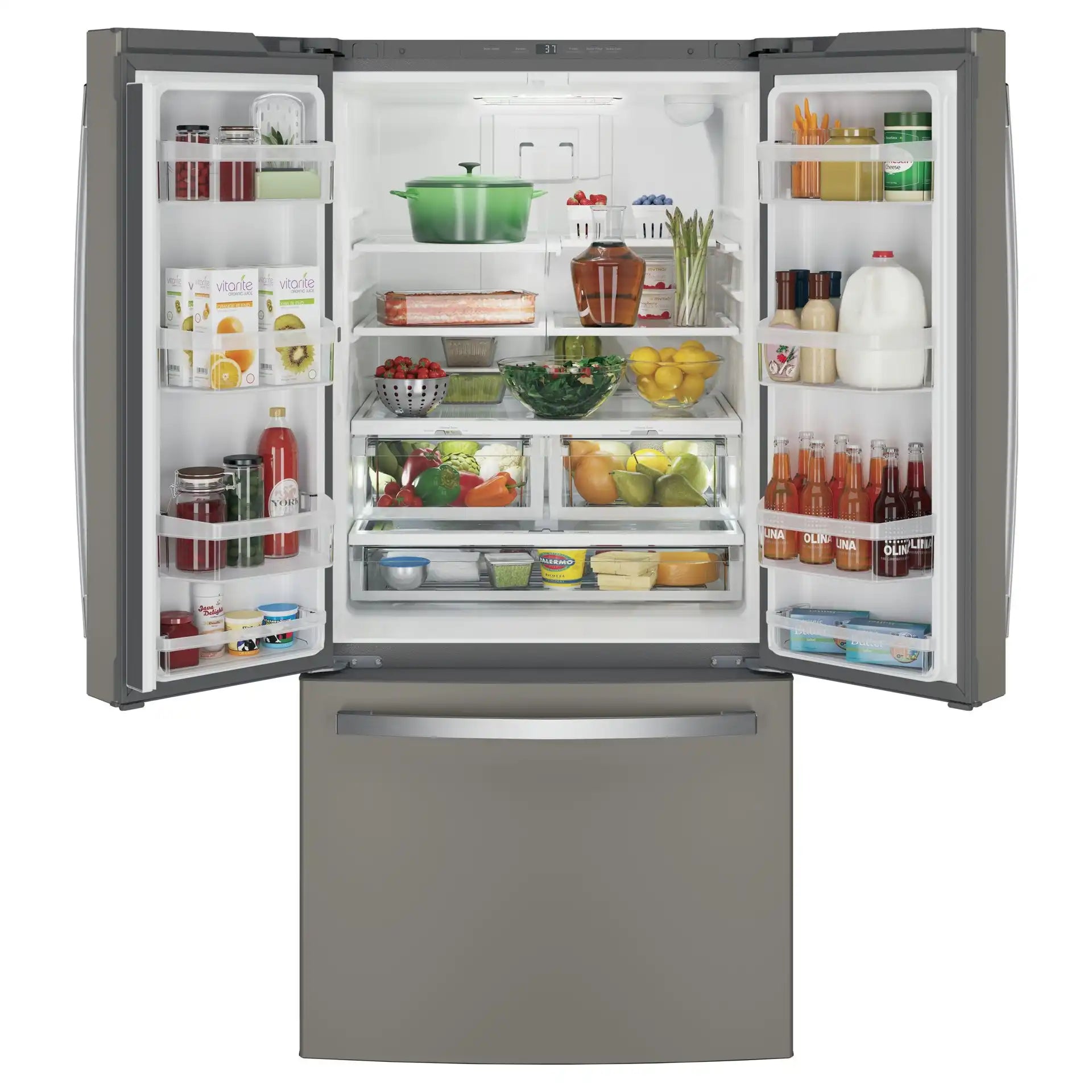 GE 33" 18.6 cu. ft. French-Door Counter-Depth Refrigerator Slate GWE19JMLES