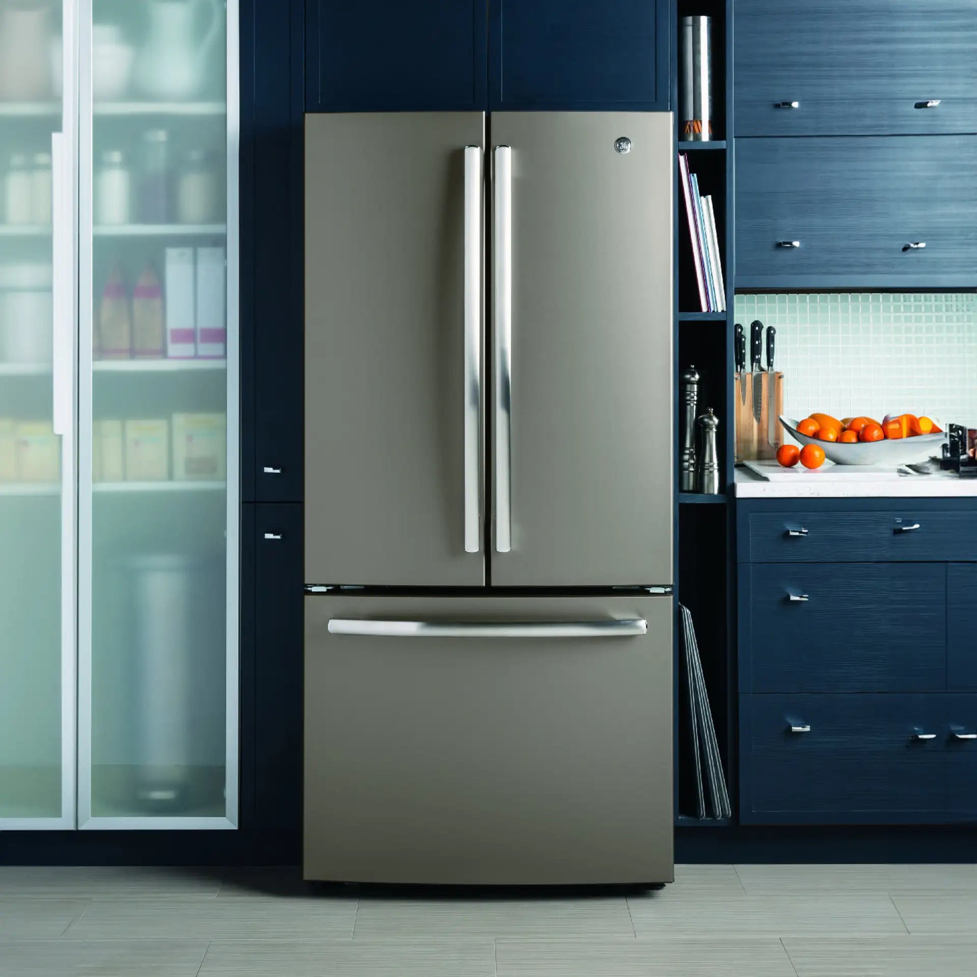 GE 33" 18.6 cu. ft. French-Door Counter-Depth Refrigerator Slate GWE19JMLES