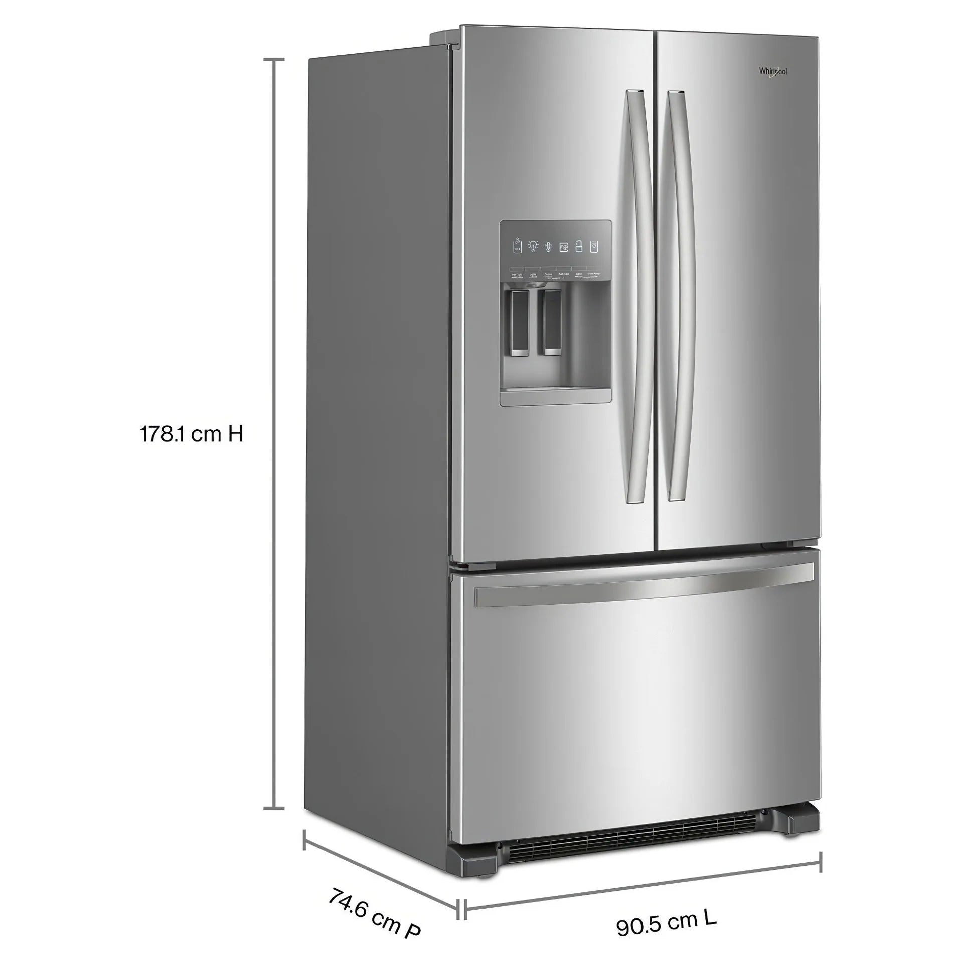 Whirlpool 36" 24.7 cu. ft. French Door Refrigerator Stainless Steel with Dispenser WRFF3436RZ