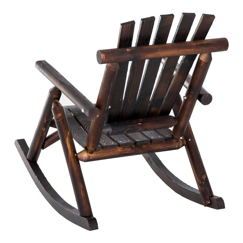 Char-Log Chaise à bascule simple pour jardin, patio extérieur rustique, chaise à bascule Adirondack, meubles de cour en bois de sapin
