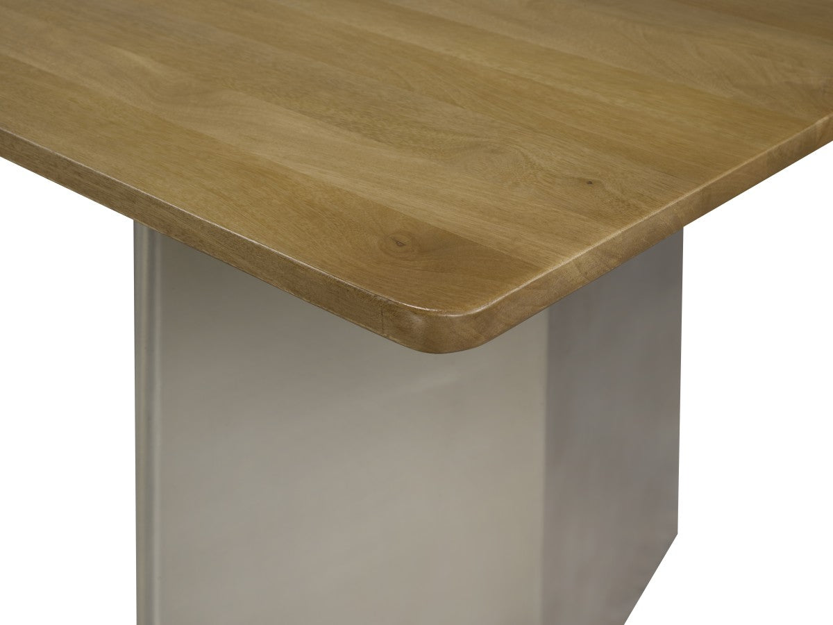 Booker Dining Table in Solid Mango Wood and Matt Chrome