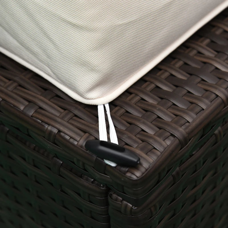 Ensemble de 6 meubles de patio en osier et rotin PE avec coussins épais, canapé sectionnel de jardin de luxe avec table en verre, café foncé et blanc crème