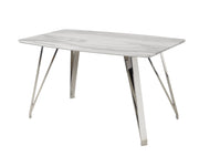 Ella Silver Bar Table | Marble Finish Top and Industrial Style