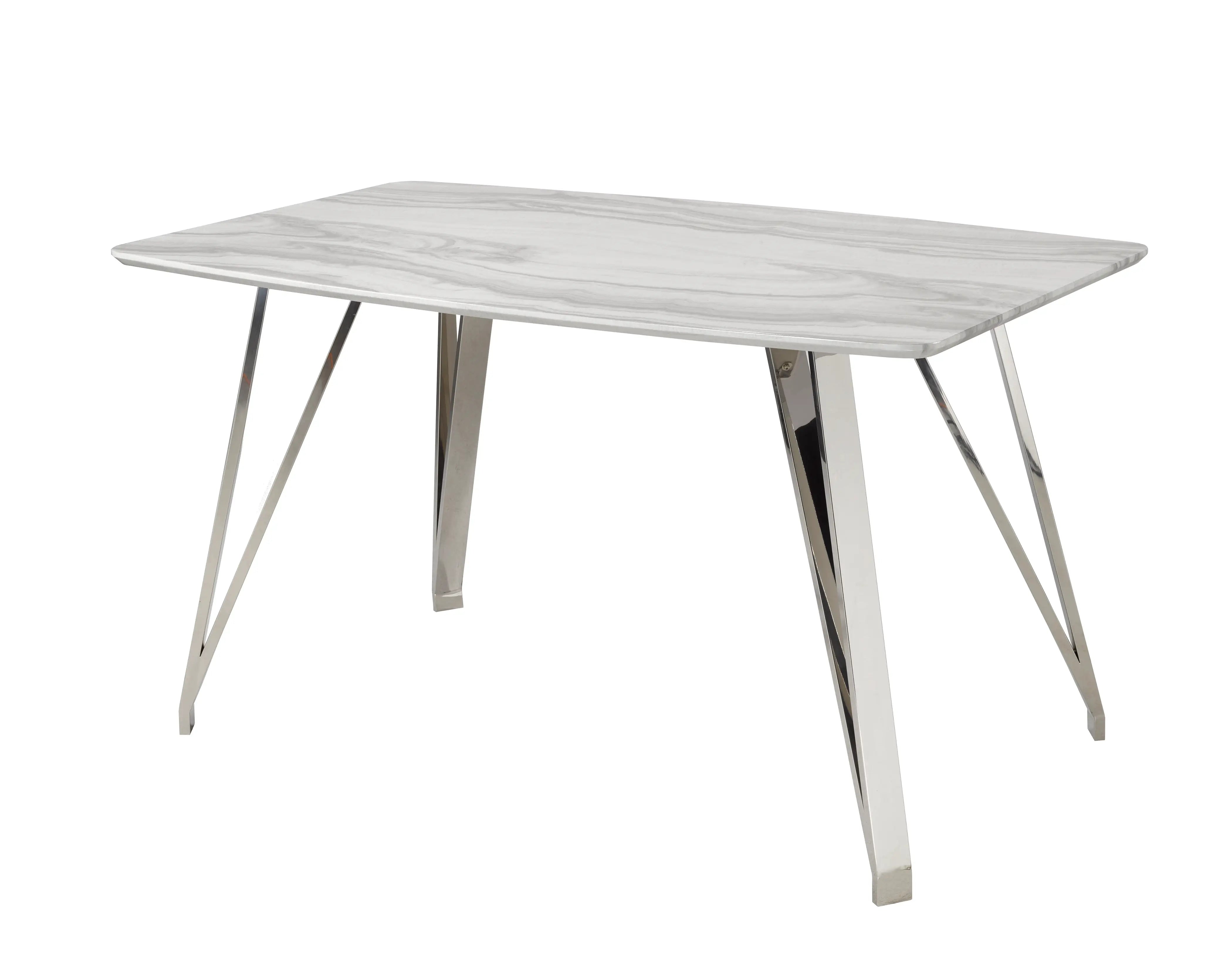 Ella Silver Bar Table | Marble Finish Top and Industrial Style