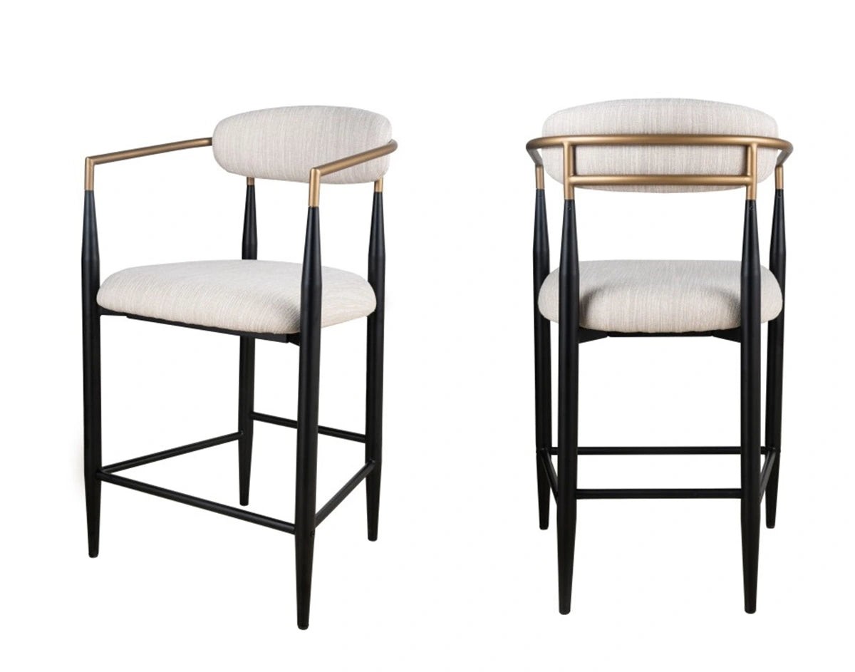 Set de 2 Tabourets de Comptoir Mykos - Tissu Beige
