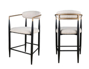 Set de 2 Tabourets de Comptoir Mykos - Tissu Beige