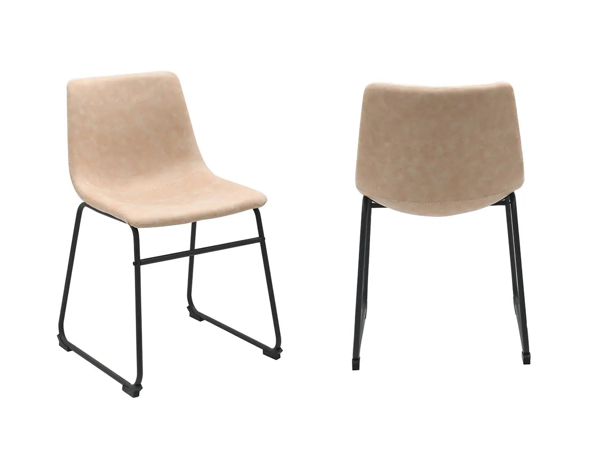 Chaises Ralphi en tissu beige vintage | Duo avec cadre en acier noir