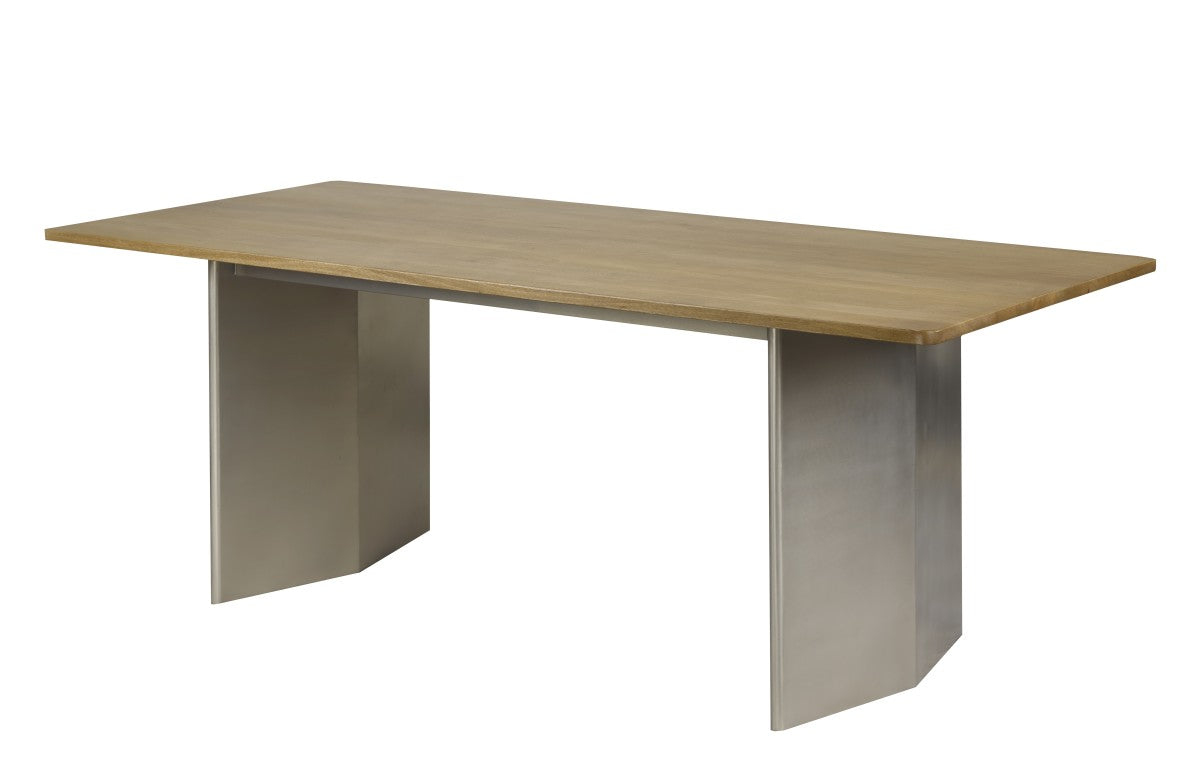 Booker Dining Table in Solid Mango Wood and Matt Chrome