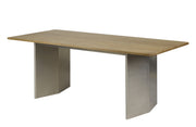 Booker Dining Table in Solid Mango Wood and Matt Chrome