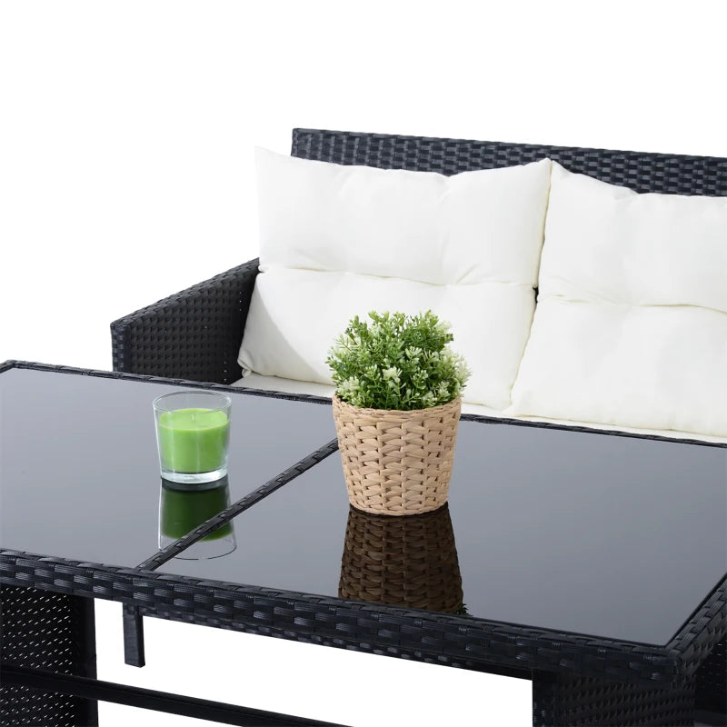 Ensemble de canapés d'extérieur en rotin, 6 pièces, ensemble de meubles de jardin en osier, avec Table à manger et chaise, blanc