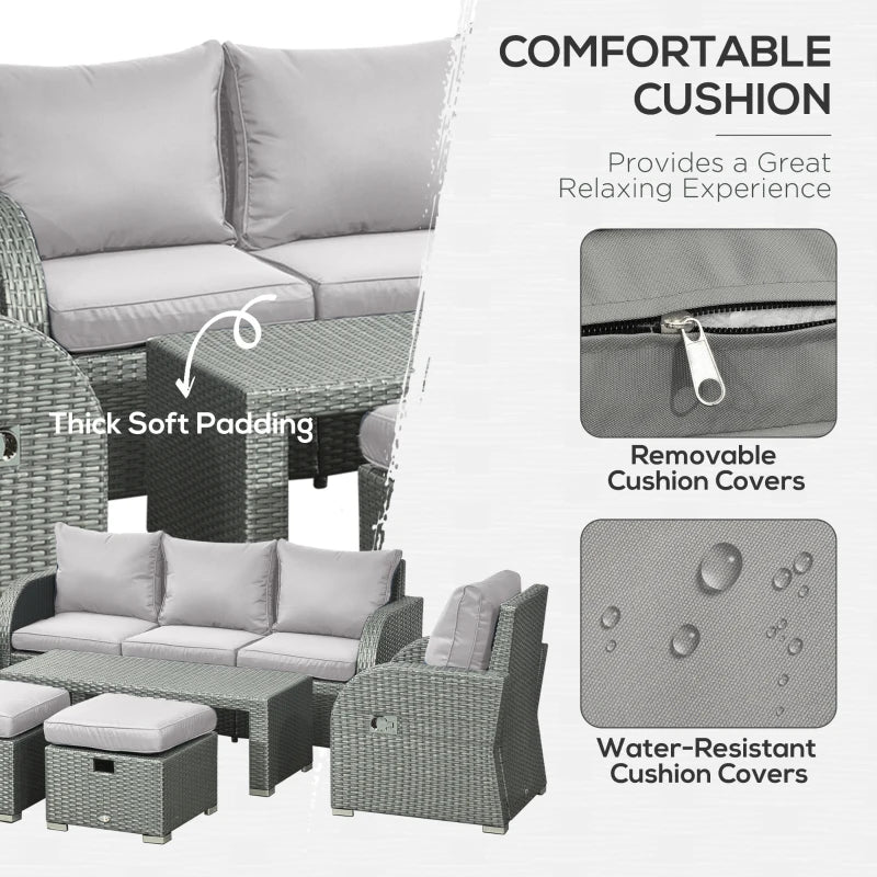 Ensemble de meubles de patio 6 pièces, meubles sectionnels d'extérieur en rotin avec fauteuil inclinable, pour pelouse, jardin et arrière-cour