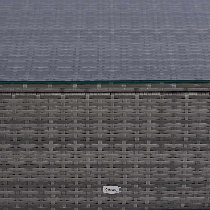 Mobilier d'extérieur avec table, meubles en osier avec causeuse et 2 chaises pour jardin, bord de piscine, gris