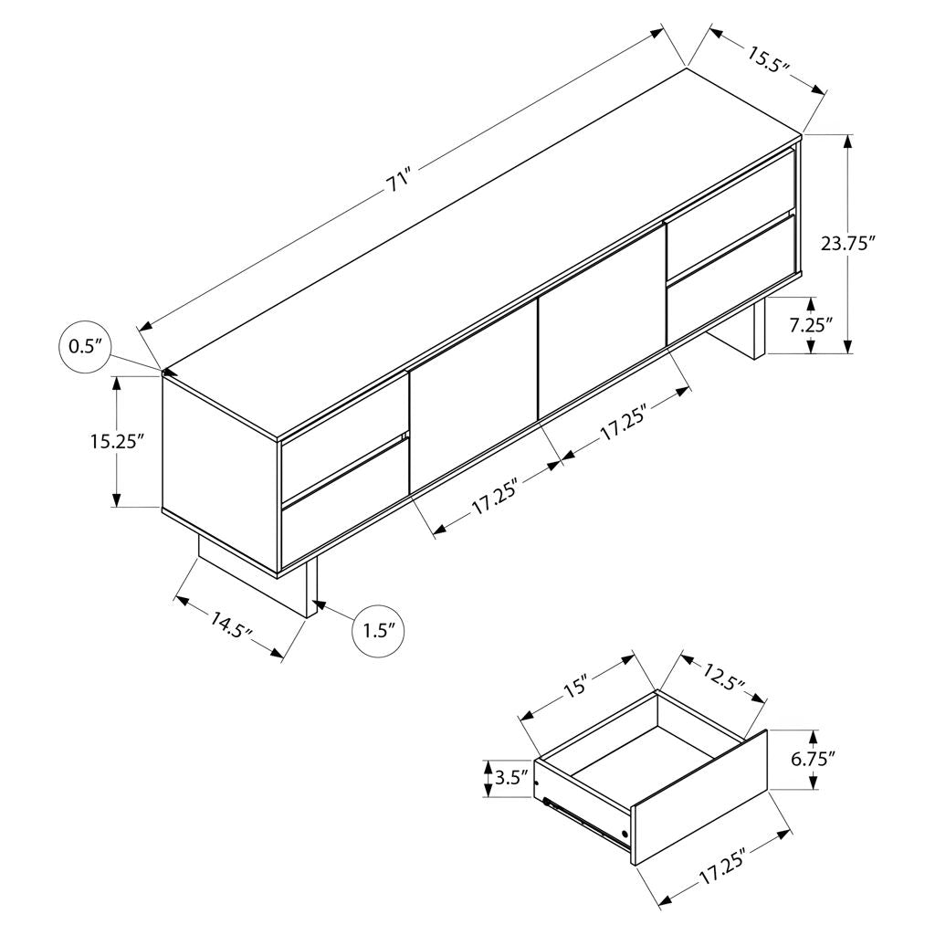 Meuble TV Monarch I 2828 — 72 po Brun Foncé