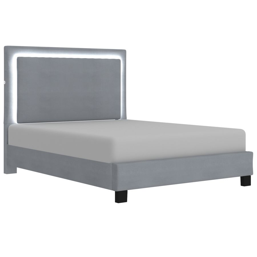Lumina 60" Lit plateforme queen avec lumière en gris ( Meuble Mtl ) 