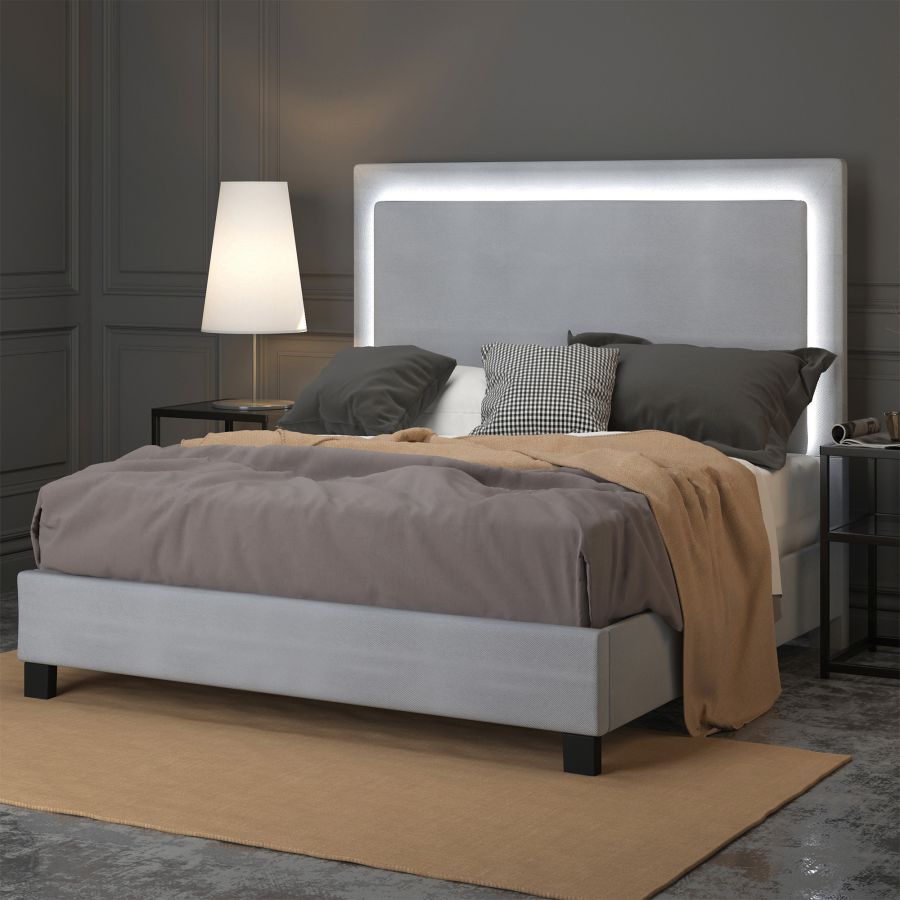 Lumina 60" Lit plateforme queen avec lumière en gris ( Meuble Mtl ) 
