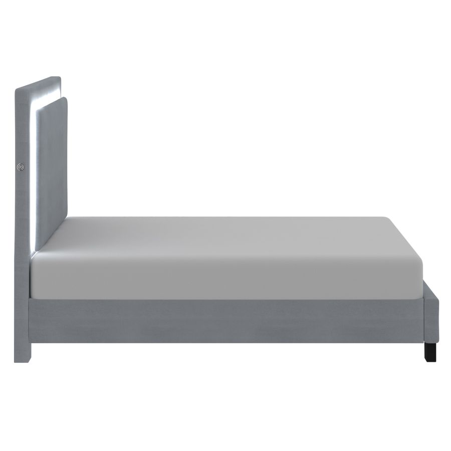 Lumina 60" Lit plateforme queen avec lumière en gris ( Meuble Mtl ) 