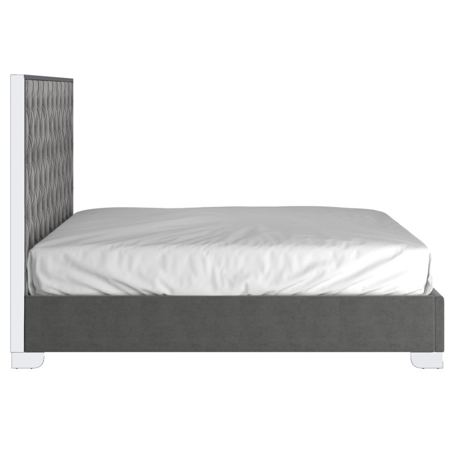 Très grand lit Lucille de 78 po en gris et argent ( Meuble Mtl )