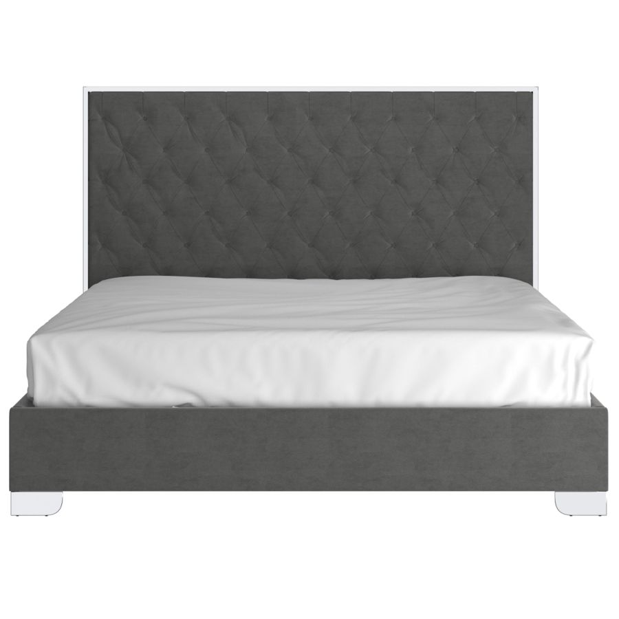 Très grand lit Lucille de 78 po en gris et argent ( Meuble Mtl )