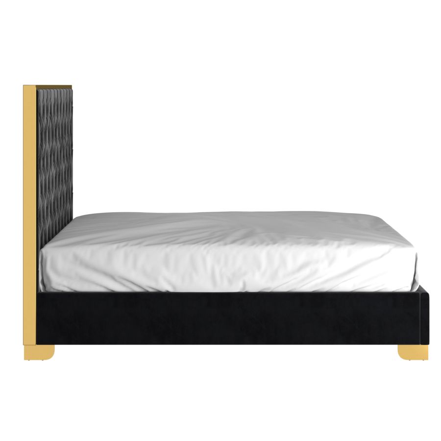 Très grand lit Lucille de 78 po en noir et or ( Meuble Mtl )