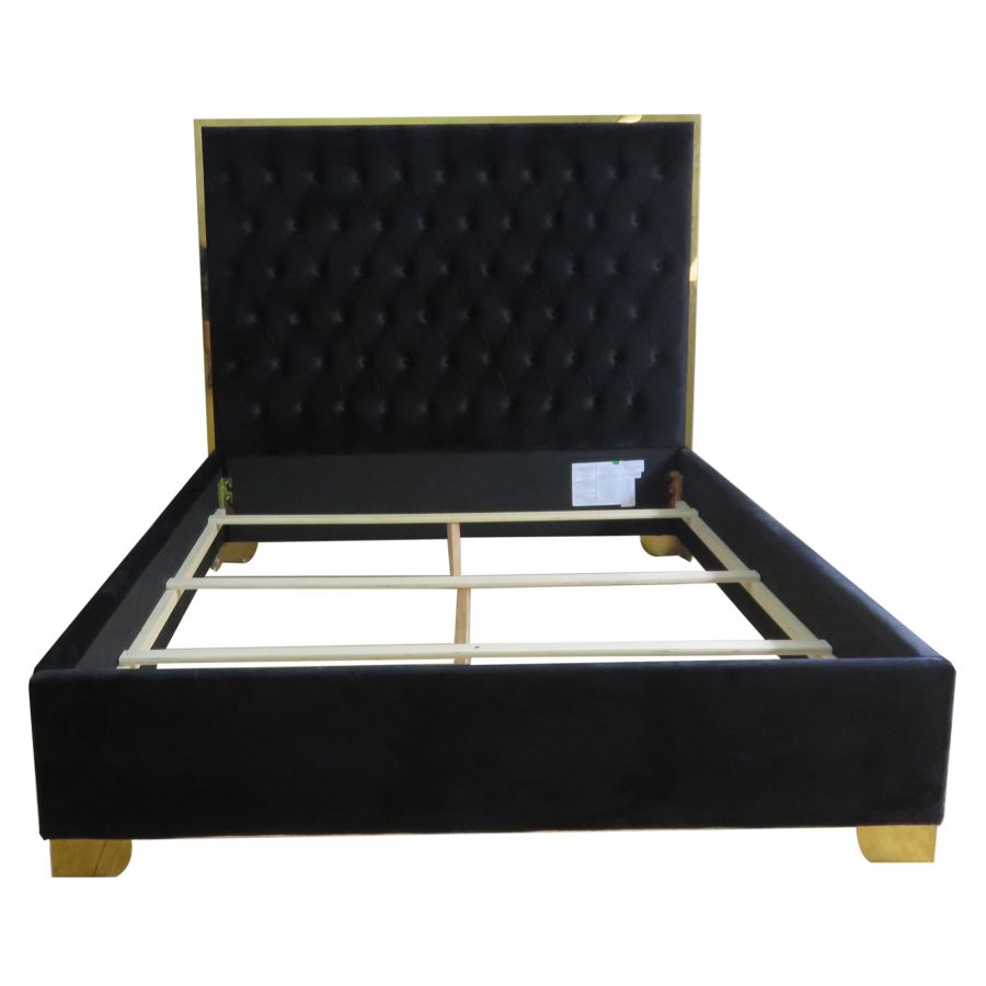 Très grand lit Lucille de 78 po en noir et or ( Meuble Mtl )
