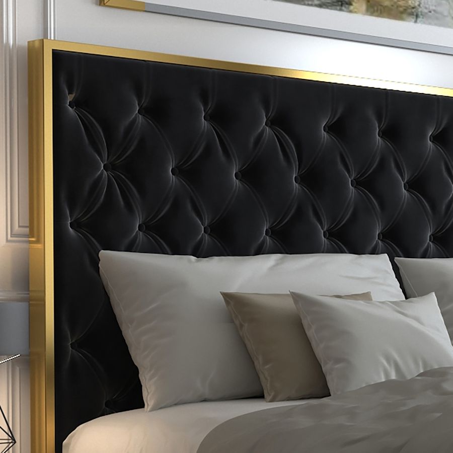 Très grand lit Lucille de 78 po en noir et or ( Meuble Mtl )